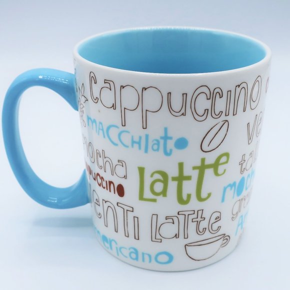 Starbucks 16oz. Mug Coffee Word Collage Blue & White - Picture 3 of 6
